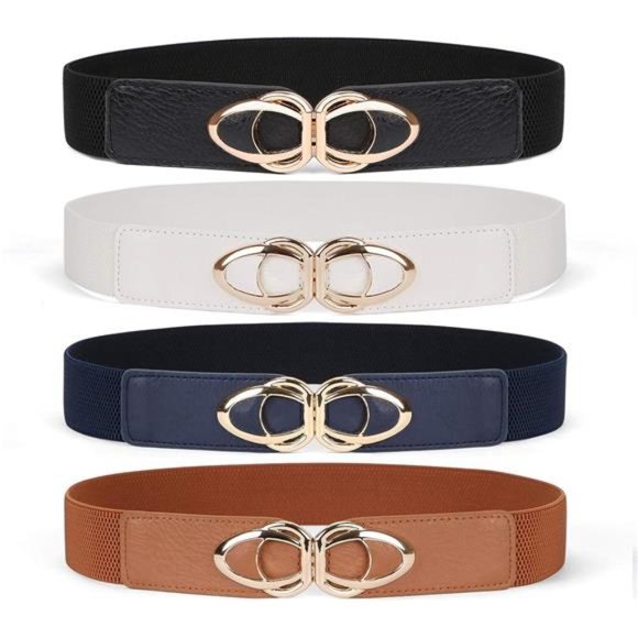 Women Skinny Belt for Dresses Retro Stretch Ladies Waist Belt Plus Size Set of 4 - Picture 1 of 6
